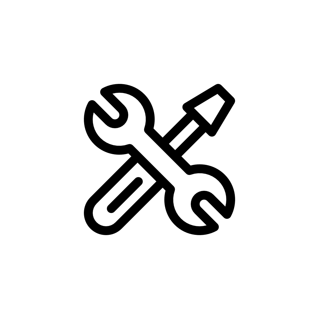 A simple drawing of a spanner and a screwdriver
