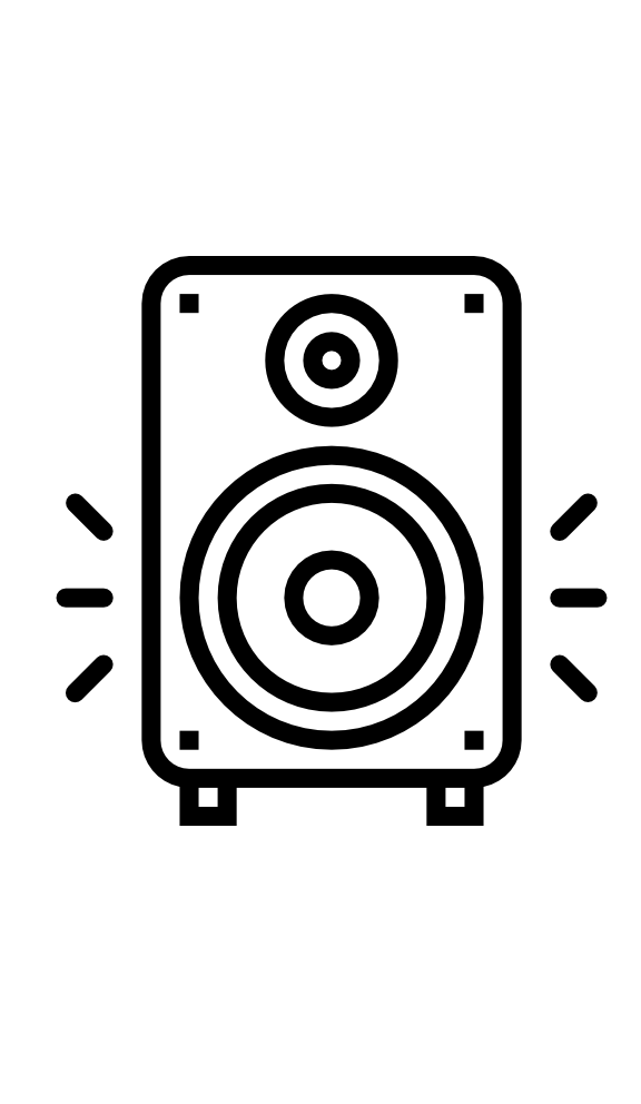 A simple drawing of a speaker or subwoofer