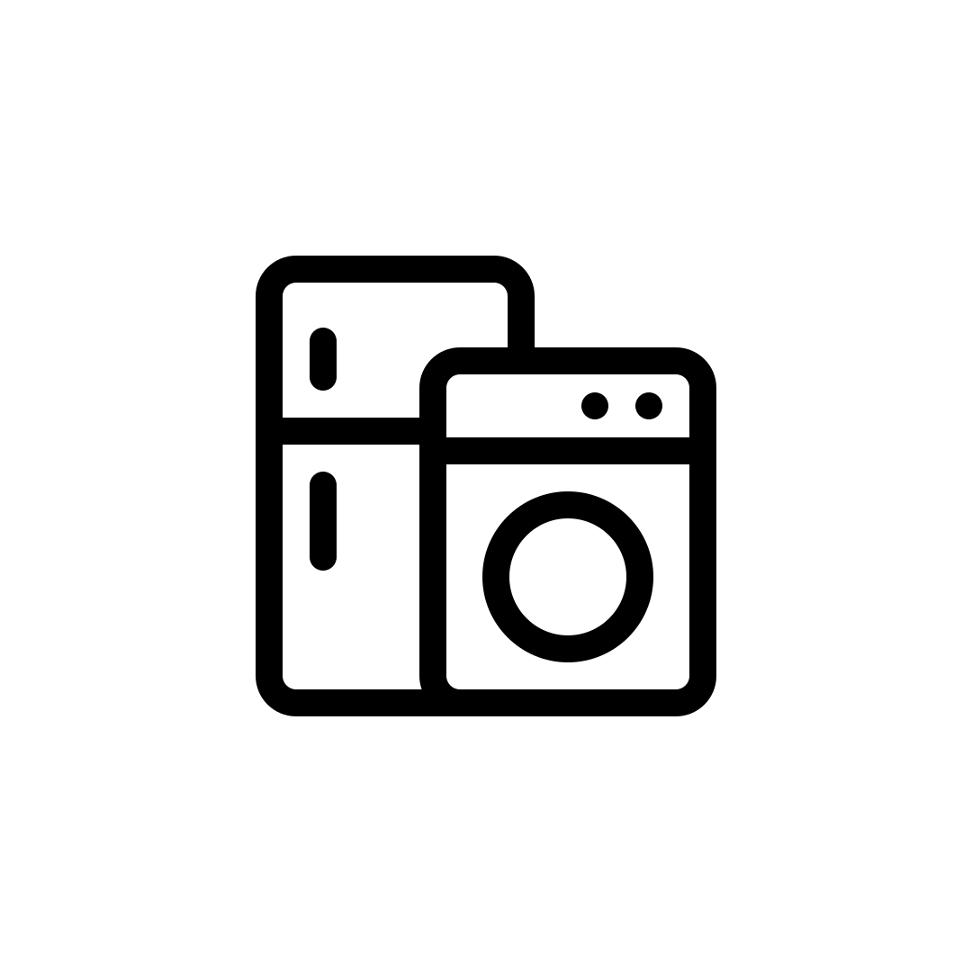 A simple drawing of a fridge and a washing machine